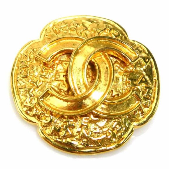 Auth CHANEL Vintage CC Logo Brooch Gold Metal - Picture 1 of 10